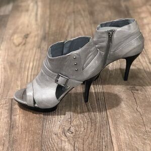 Nine West Silver Peep-Toe Ankle Booties